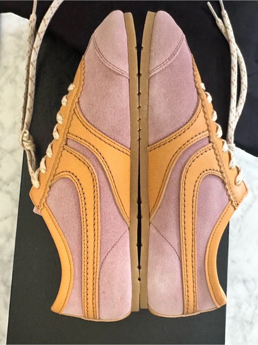 Dries Van Noten Leather-trimmed Suede Blush Yellow Low Top Sneakers 37 NWT